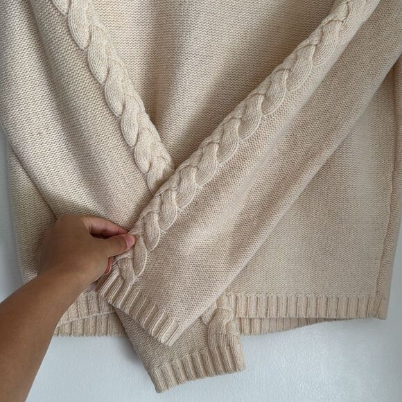 Vintage Pendleton Lambs Wool Fur Collar Ivory Cream Zip Up Knit Sweater Medium - Picture 4 of 4